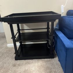 Solid wood side/End/tray/kitchen tabiile with shelves (top tray 29” by 19” and height 28” )