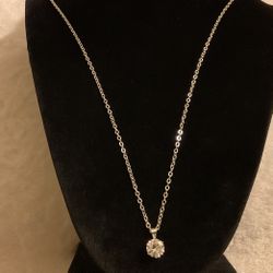Silver Necklace With A Cubic Zirconia Pendant 