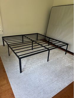 Black metal king platform bed frame