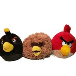 lot of 3 Angry birds includes red bird, bomb and Chewbacca.