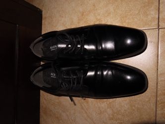 ALFANI Men's Black Leather Dress Oxfords
