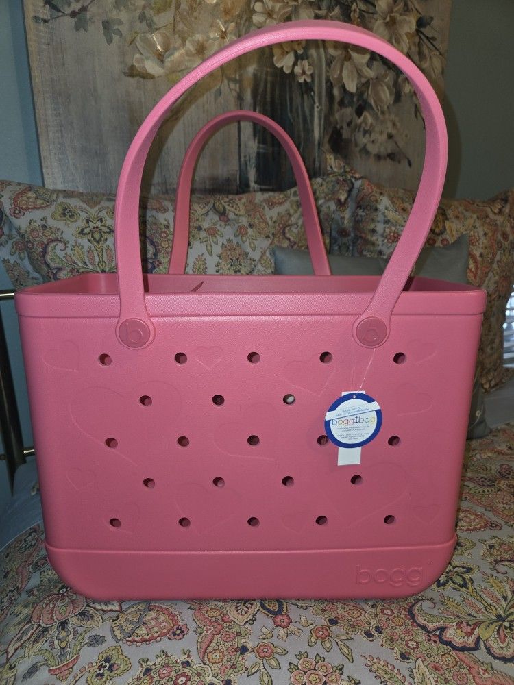 Original Bogg Bag Limited Edition Valentine's Day Extra Large Tote Bag With Embossed Hearts. Brand New With Tags.