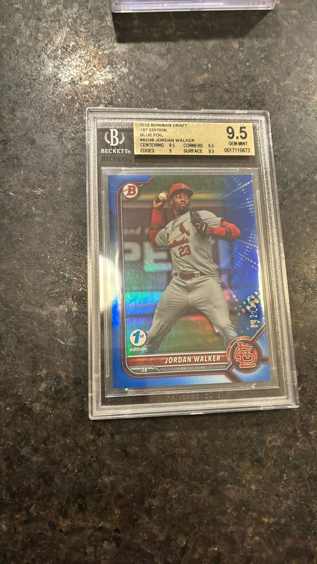 2022 Bowman Draft 1st EDITION - Jordan Walker Blue Foil /150 - BGS 9.5
