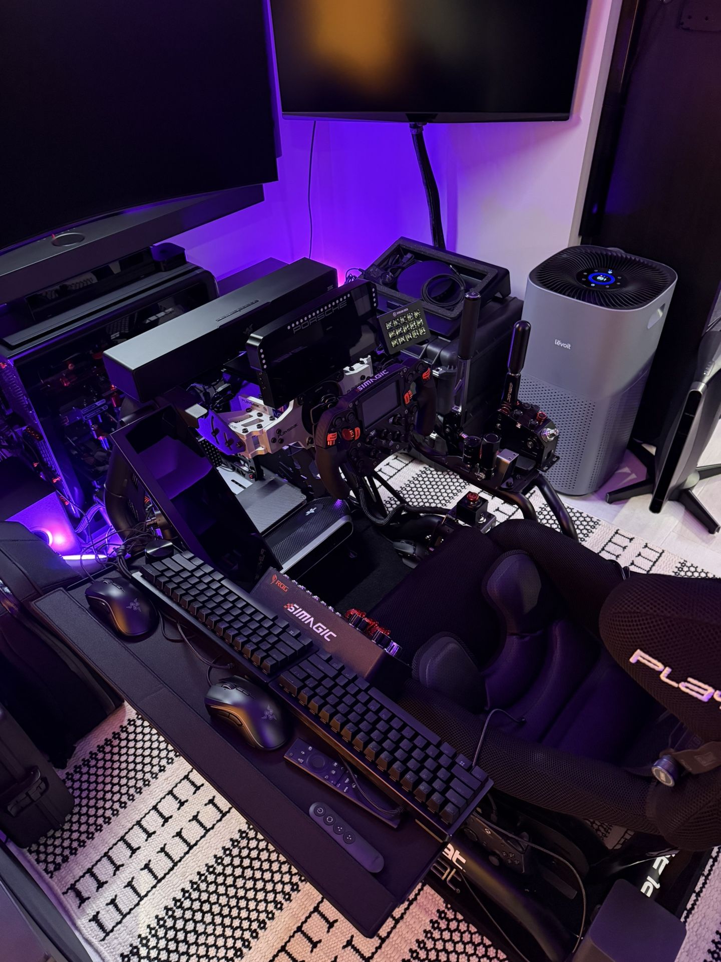 Racing Simulator Playseat Sensation Pro With Simagic Pro Wheel, Pedals, And Shifters