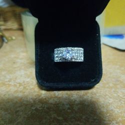 Size 7 Two Piece Wedding Set White Sapphire And Sterling Silver