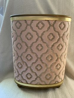 Vintage Detecto Pink Quilted Vinyl Metal Garbage Can