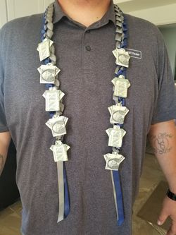 Open Ribbon lei with cash tshirt accents