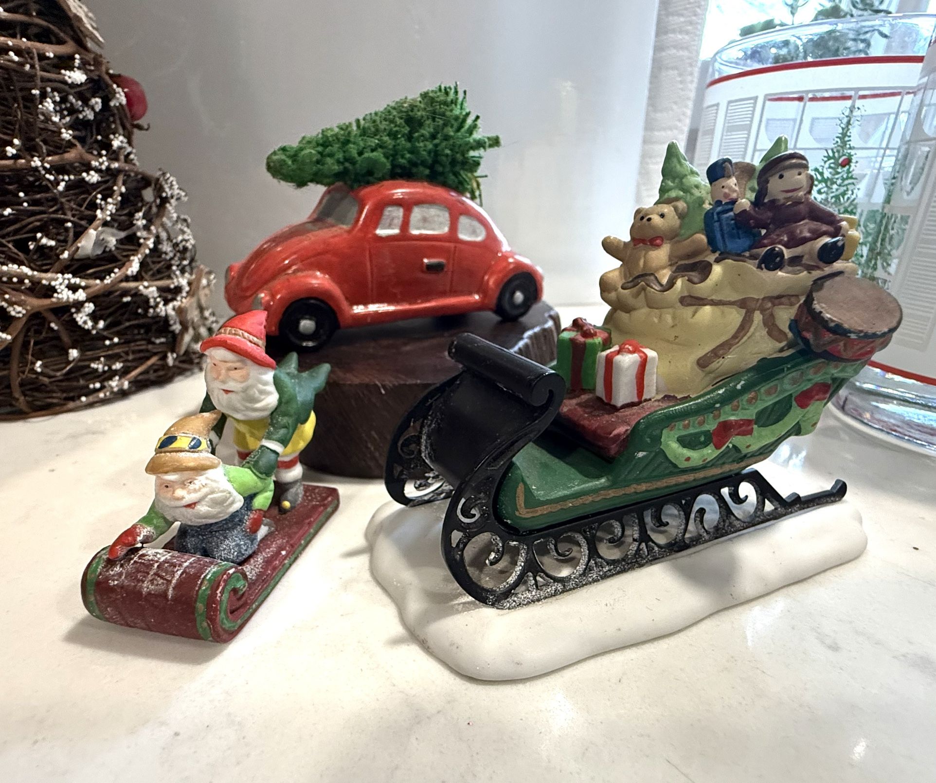 Lot of 3 Department 56 Christmas Village Acceories - Loose No Boxes