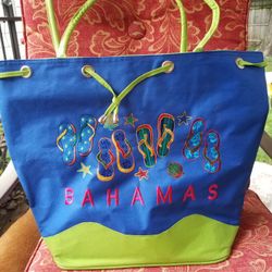 Bahamas beach tote Blue Green