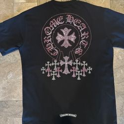 Chrome Hearts Black Rhinestone Cross Tee 