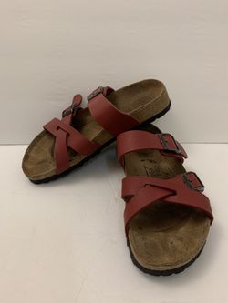 Red Leather Birkis By Birkenstock