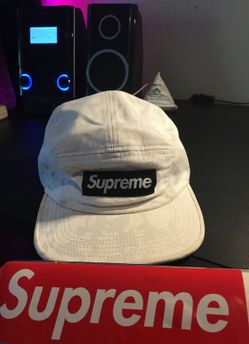 White SUPREME faded camp camp hat