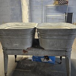 Wheeling galvanized steel double wash tub 