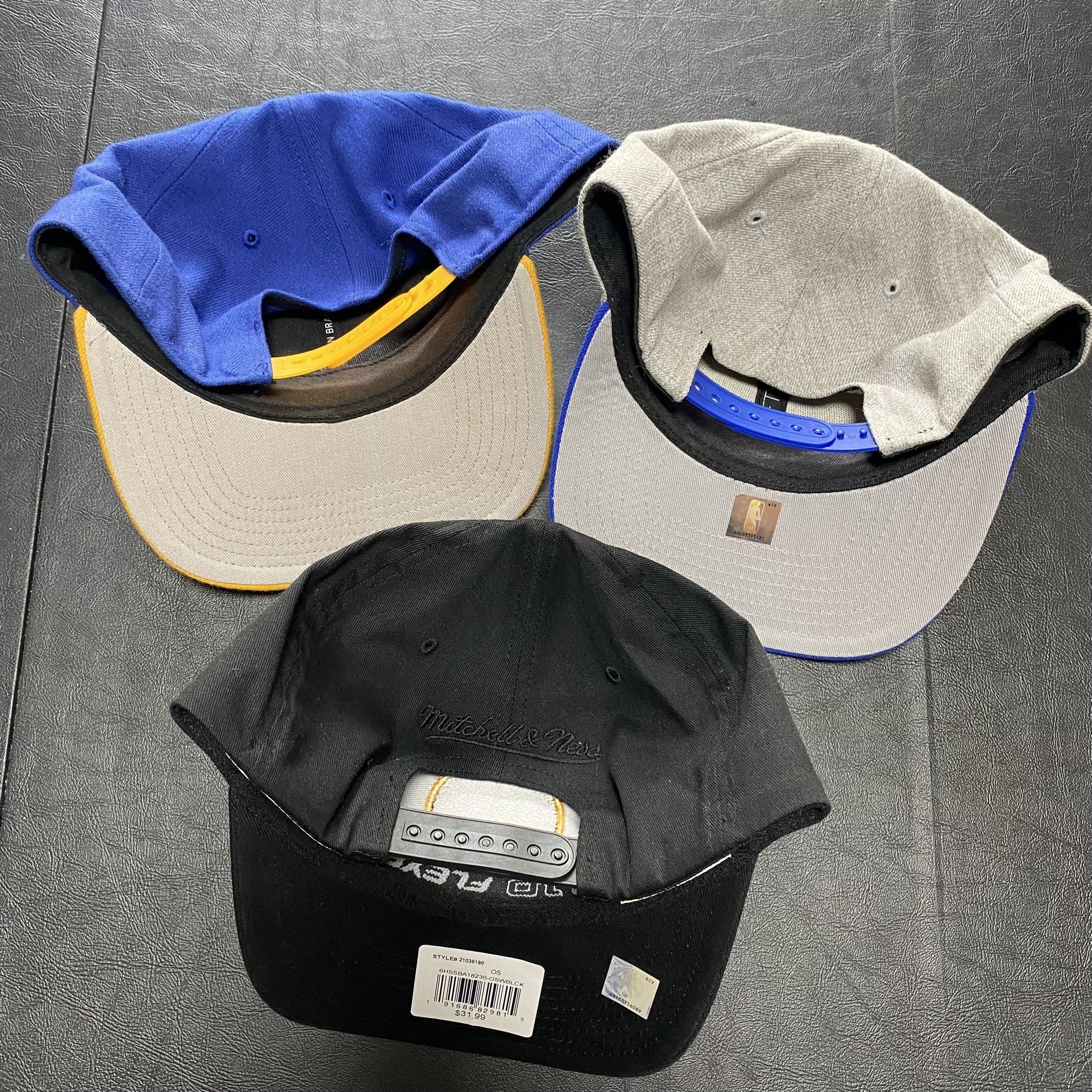 Lot of 3 NBA Golden State Warriors Basketball Hats