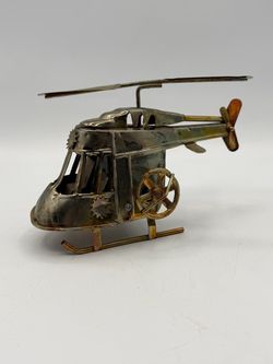 Vintage Metal and Copper Helicopter Sculpture Music Box