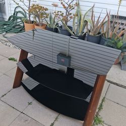 TV Stand 3 Tier Tempered Glass Shelf