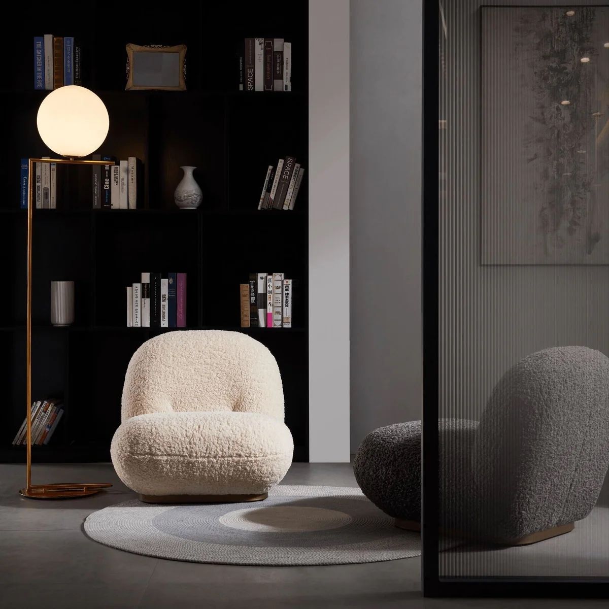 Boucle Sherpa Low Profile Accent Lounge Chair
