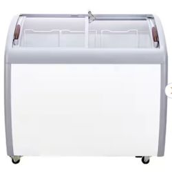 27 in. W 9.3 Cu. ft. Freezer Commercial Ice Cream Display Case Manual Defrost Chest Freezer with Glass Top in White