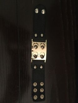 Black leather spike bracelet