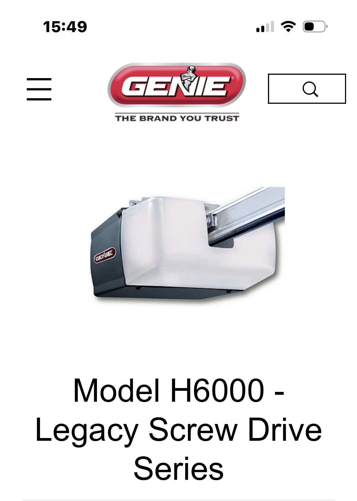 Genie Screwdriver Garage Door Opener