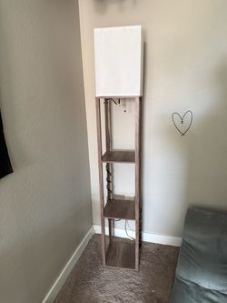 Set of 2 Modern Floor Lamps with Shelves