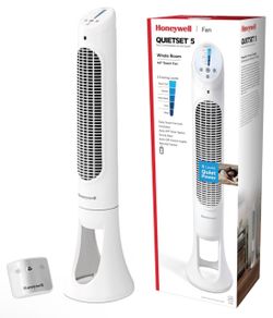 Honeywell QuietSet Whole Room Oscillating Tower Fan with Remote, White SLIGHTLY USED