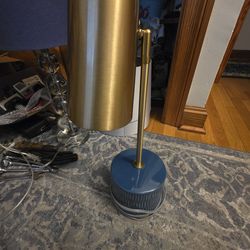 Modern brass and blue porcelain lamp q9 inches tall