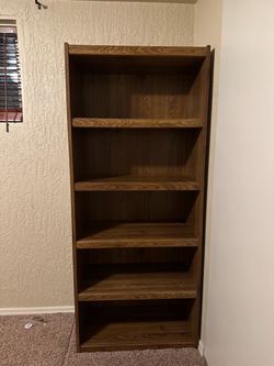 Large Wood 5 Shelf Bookcase