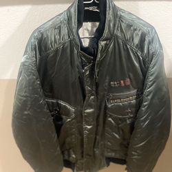 Vintage Papco Private Aviation Bomber Jacket Olive Green Iridescent Nylon