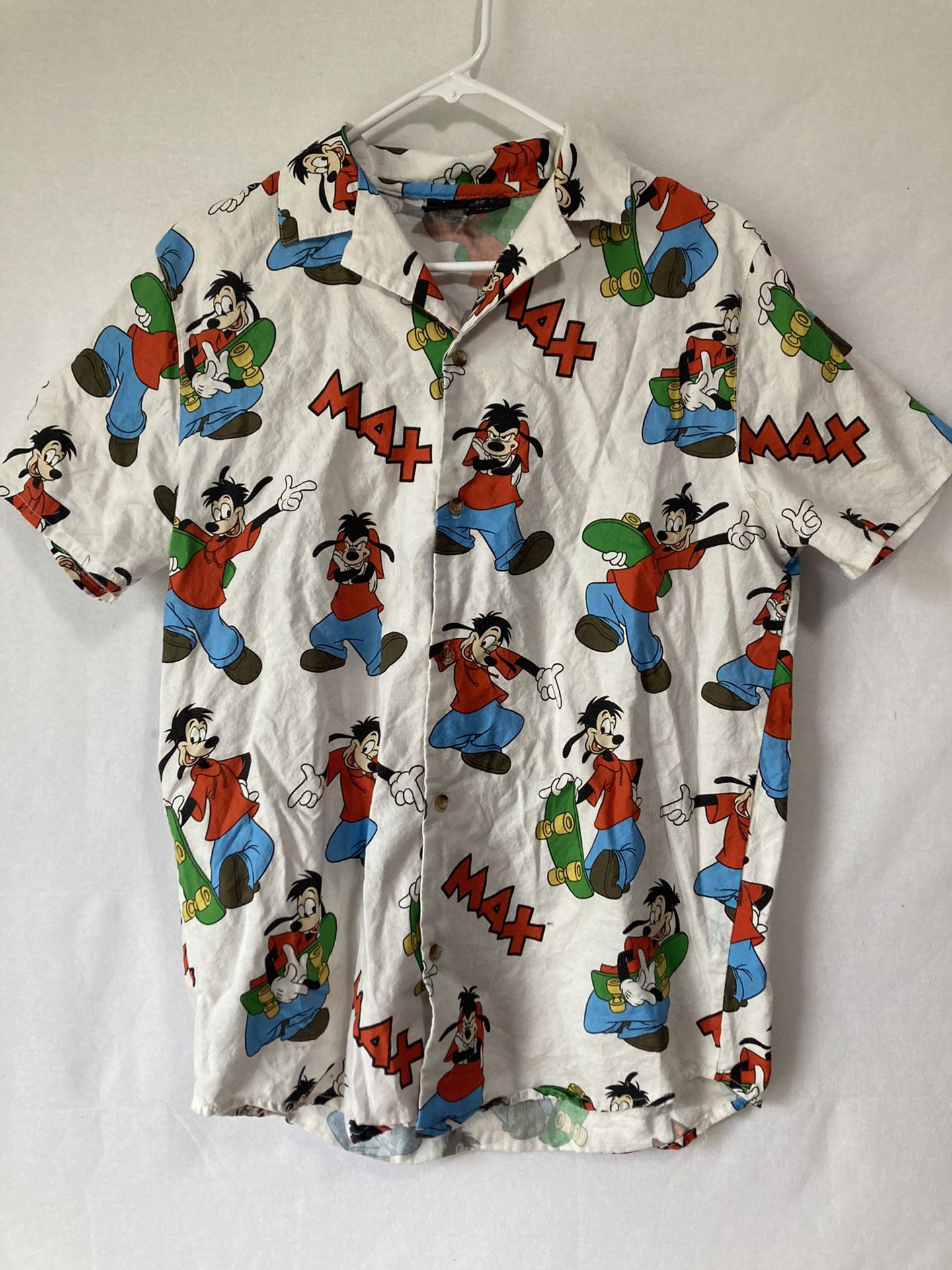 Vintage Disney Cakeworthy Goofy Max Skateboard Button Shirt Short Sleeve Small