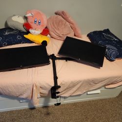Two Computer Monitors And Stand