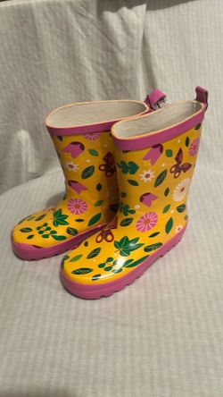 Kids butterfly Garden rain boots yellow made modern size medium