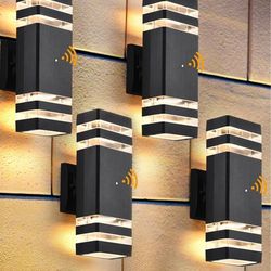 4 Pack Dusk to Dawn Outdoor Wall Lights, 3000K Warm White Exterior Lighting Fixtures, Up and Down Porch Lights Outdoor, Waterproof Outside Lights for 