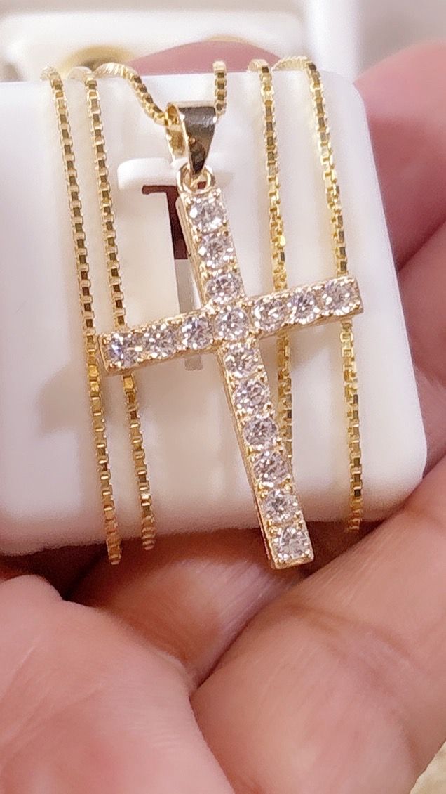 925 Silver 14 kt Gold Plated Chain & Pendant