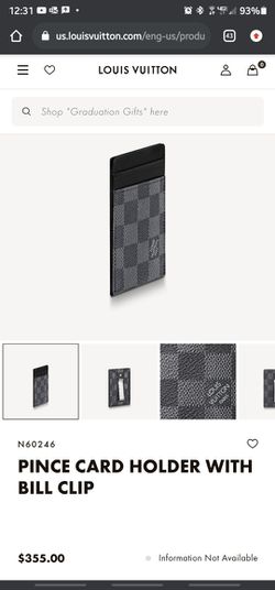 Louis Vuitton Pince Card Holder with Bill Clip Graphite Damier Graphite