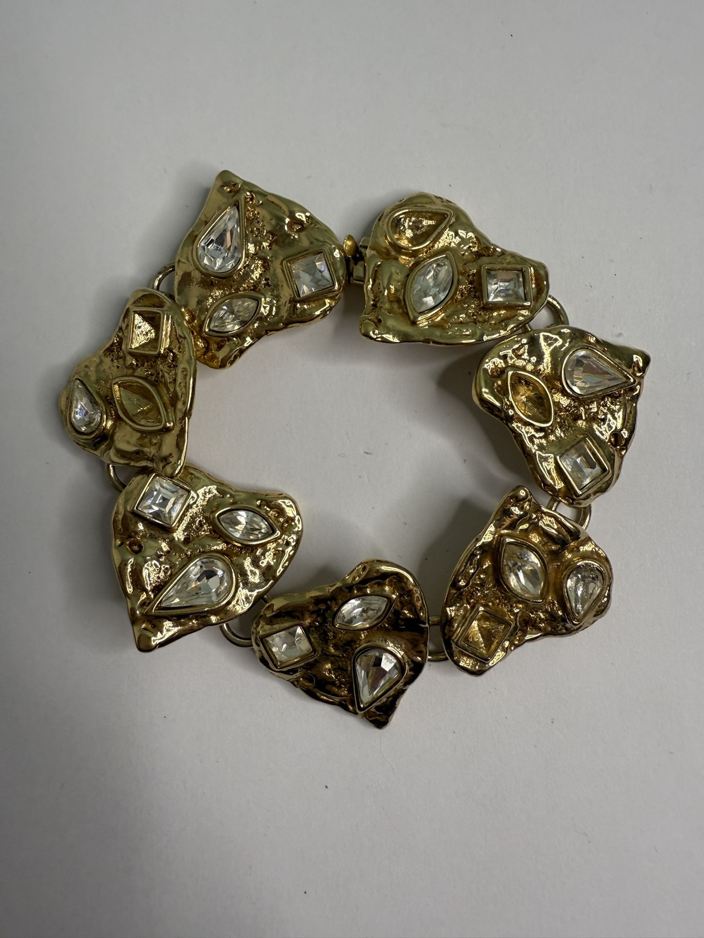 YVES SAINT LAURENT Vintage YSL By Robert Goossens Crystal Heart gold bracelet