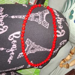 Vtg Red Coral Necklace 