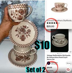 $10 For both Vintage set of 2 Johnson Brothers Old granite Staffordshire in great condition