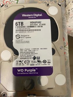 6TB WD Purple Surveillance Hard Drive – 24/7 CCTV/NVR DVR HDD – Tested