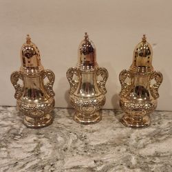 TOWLE Old Master Silver Plated Salt and Pepper Shakers set of 3.