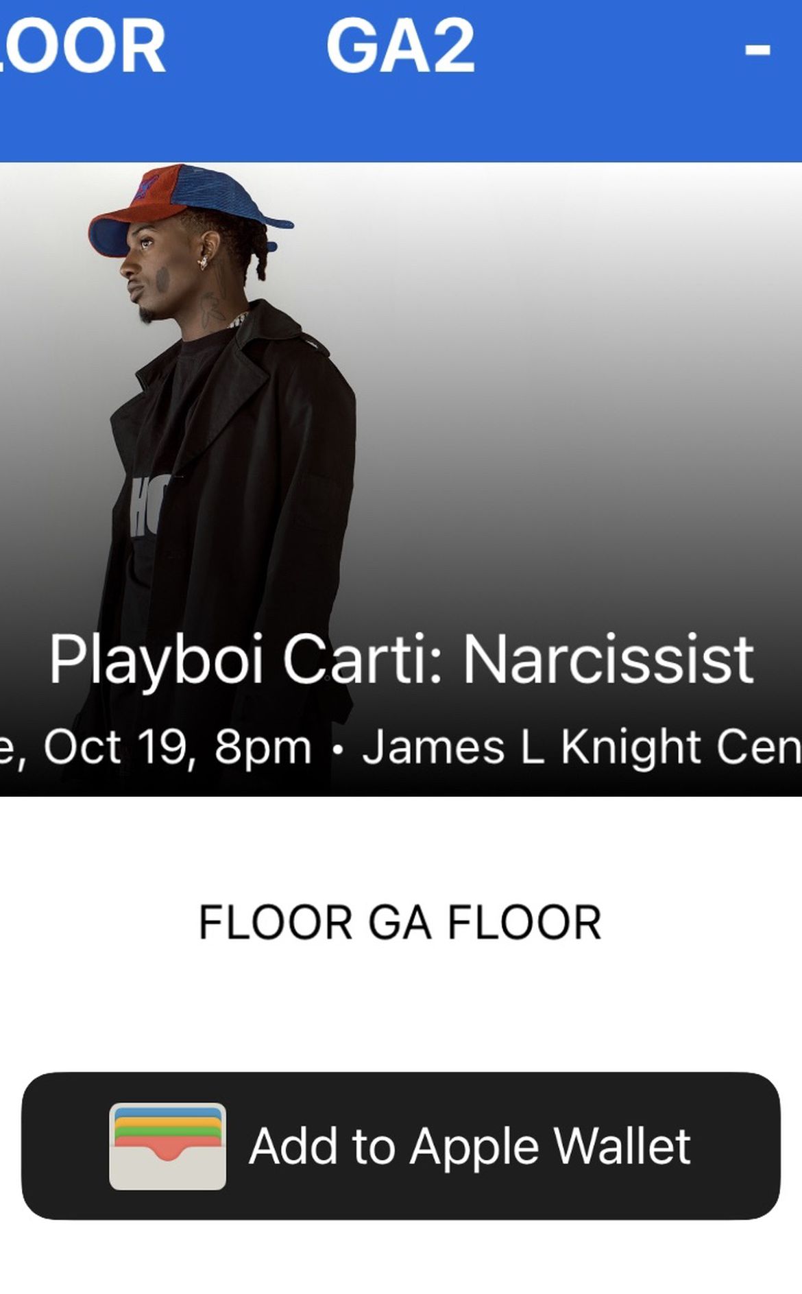 Playboi Carti Narcissist Concert Ticket