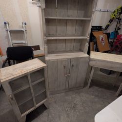 White Wood Cabinet Set