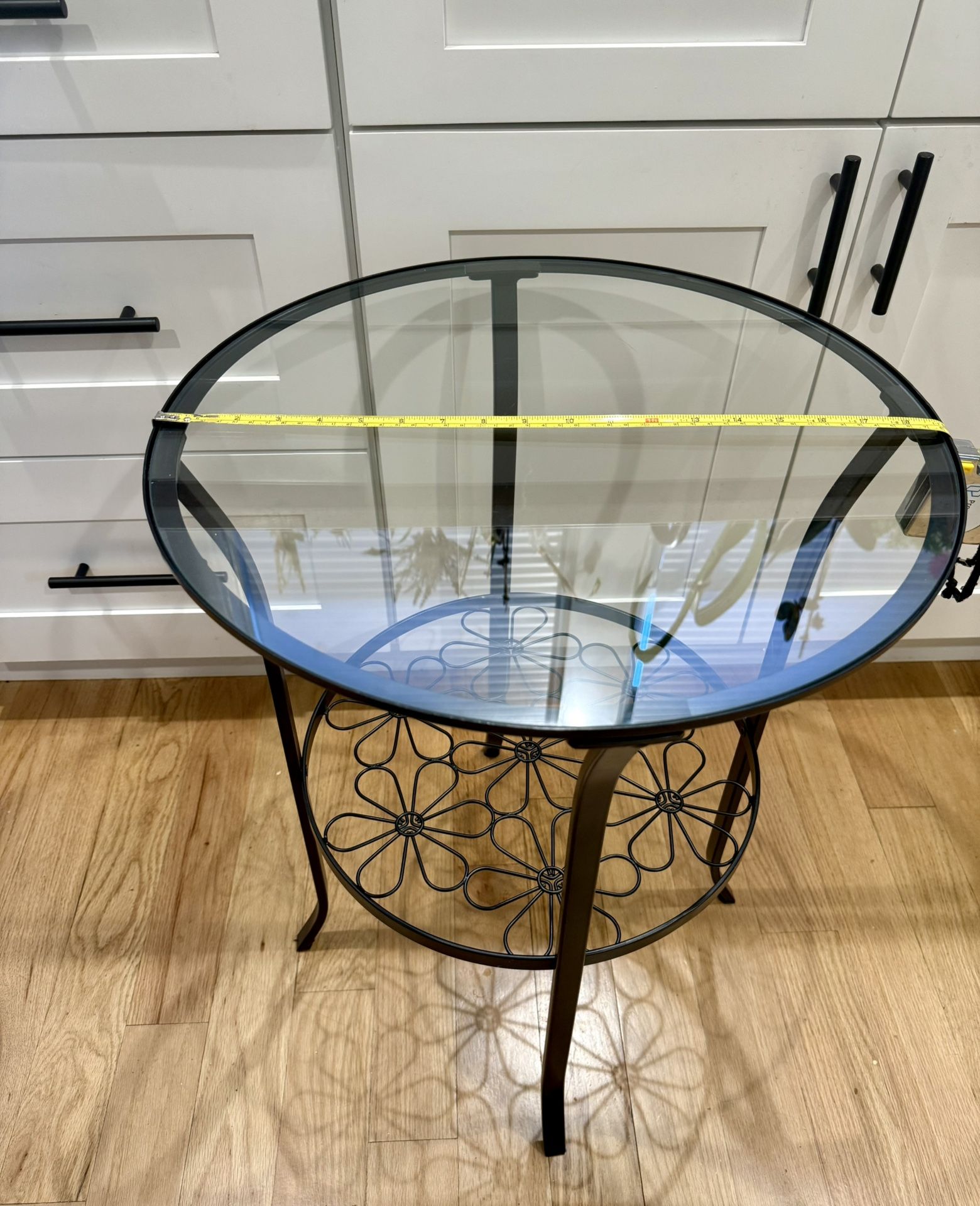 side table black/clear glass 