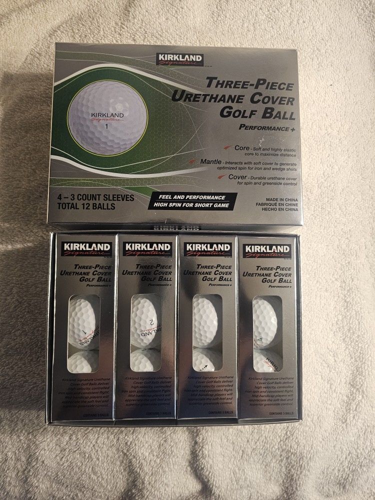 Kirkland Three-Piece Urethane Cover White Golf Balls - New - One Dozen