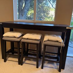 Counter Height Bar desk + 3 Stools 