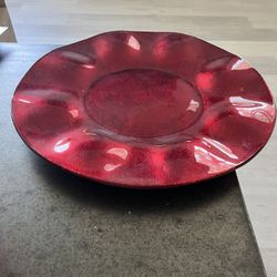 Red Home Decor - Platter, Vase, Leaf Serving Tray