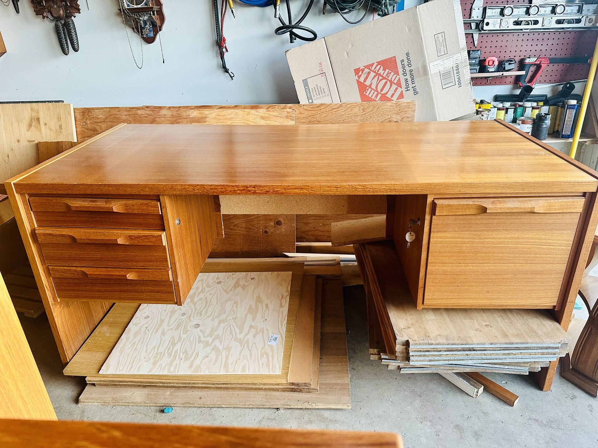 Vintage Mid-Century Modern Danish Teak Desk – With Keys