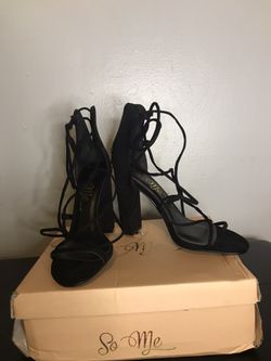 Single Sole lace up heels - black