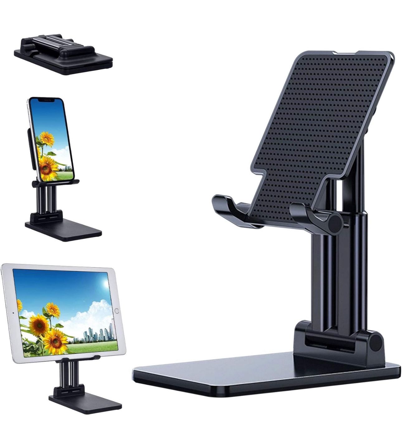 Phone Stand Angle Height Adjustable Phone Holder for Desk, Foldable Phone Stand, Compatible with iPhone, iPad, Surface Pro, Portable Monitor 7" - 15.6
