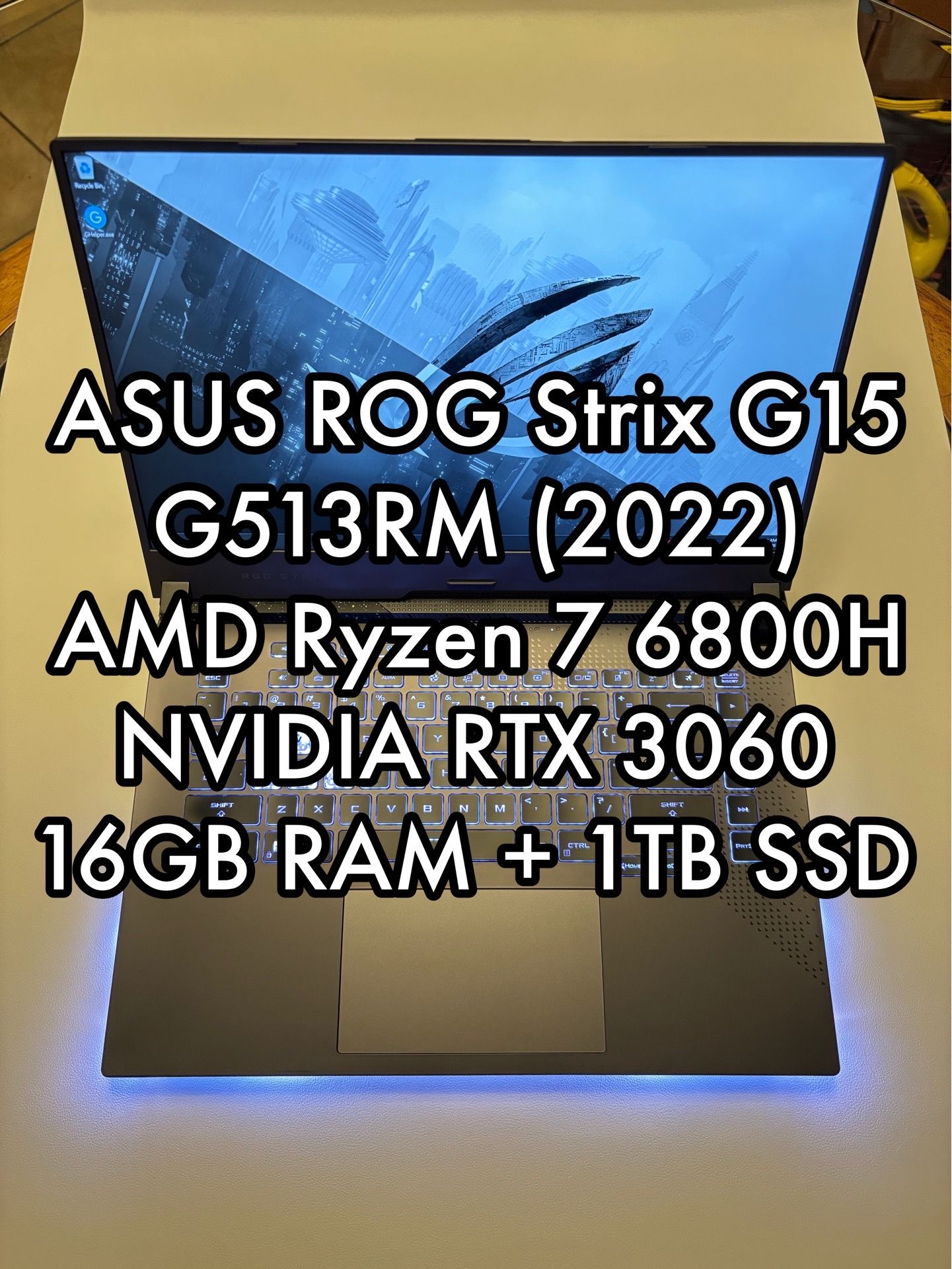 ASUS ROG Strix G15 (2022) G513RM Laptop | Eclipse Gray | AMD Ryzen 7 6800H + NVIDIA GeForce RTX 3060 | Good Condition
